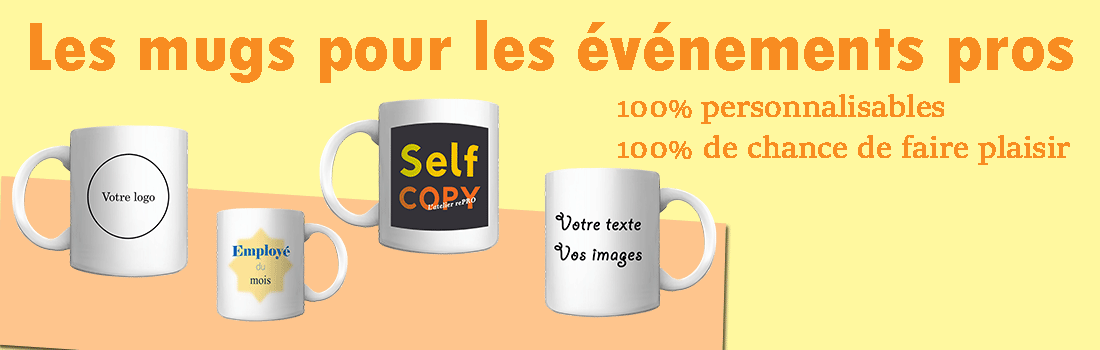 impression ou sublimation sur mug ; mugs personnalisés pour événements professionnels, pour cadeau d'entreprise aux partenaires, collaborateurs, clients