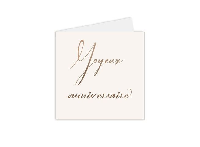 Carte anniversaire écriture manuscrite dorée