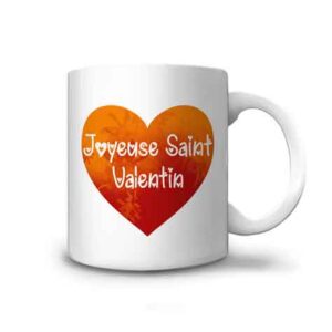 Mug à offrir, imprimé avec un cœur orangé pour la saint valentin