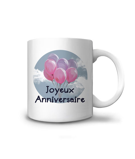 mug joyeux anniversaire et son bouquet de ballons