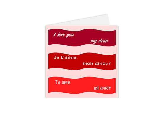 carte postale pour dire je t'aime en toutes les langues.