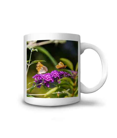 Mug printanier avec les papillons qui butinent les fleurs