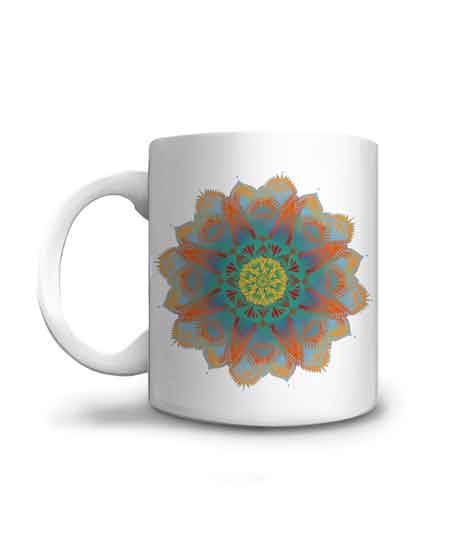 mug divers mandala zen vert bleu orange