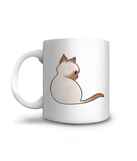 mug chat blanc et marron de dos