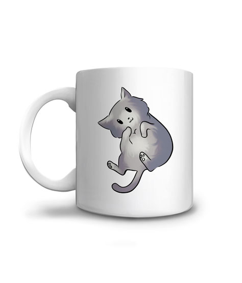 Mug animaux chaton gris sur le dos