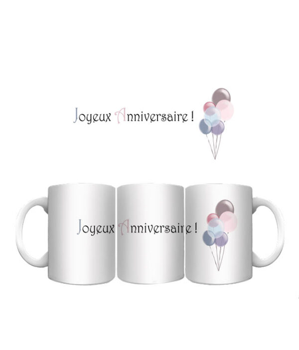 mug panoramique joyeux anniversaire bouquet de ballons