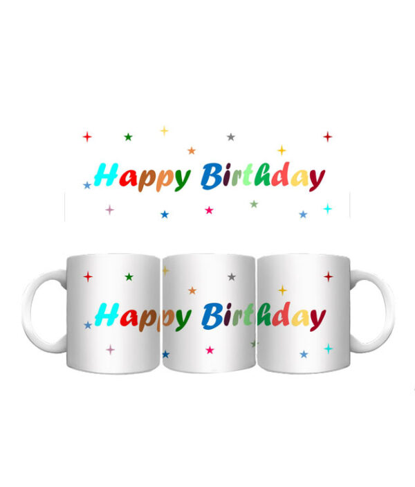 Mug panoramique anniversaire étoiles colorées