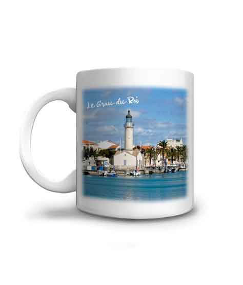 Mug illustré du phare du grau du roi à offrir aux amoureux du littoral