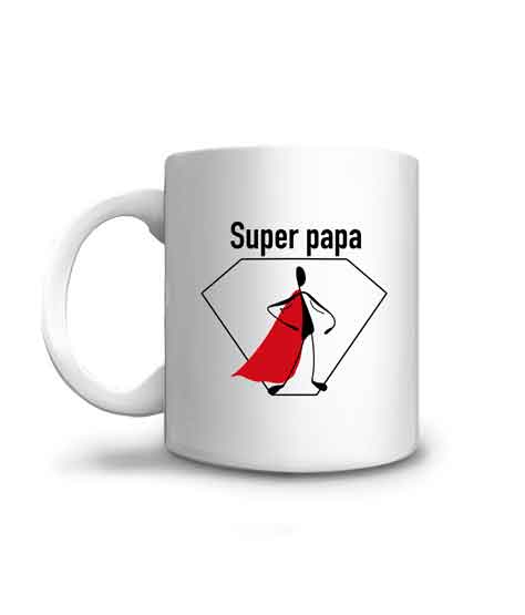 Mug papa, super papa avec sa cape rouge et ses supers pouvoirs
