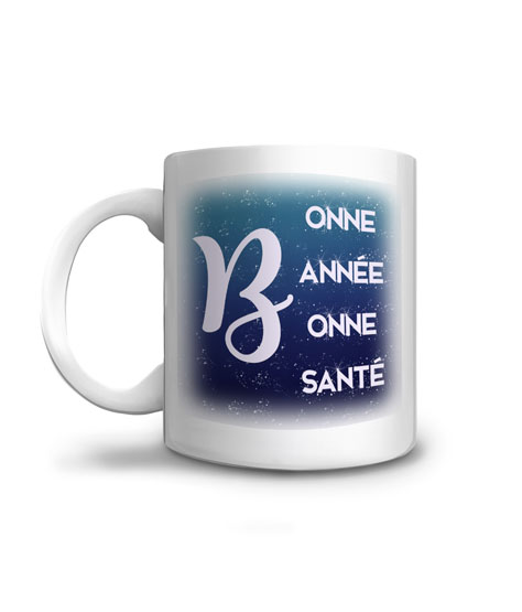 Bonne année et bonne santé sur un mug pour déguster vos boissons chaudes