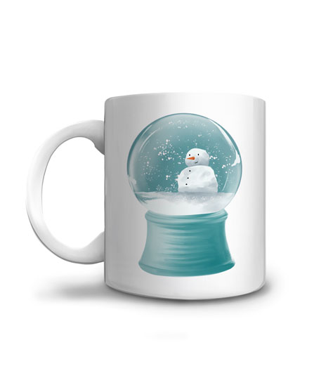 La boule à neige pour les fêtes de Noël, sur un mug à offrir en cadeau