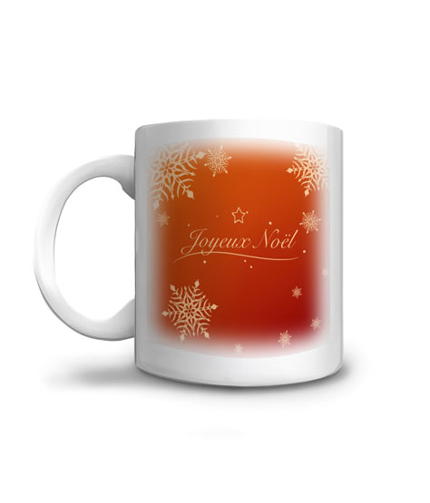 Mug de Noël avec ses étoiles de Noël et son fond orange