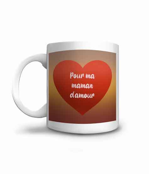 Mug illustré d'un gros cœur rouge pour ma maman d'amour !!!