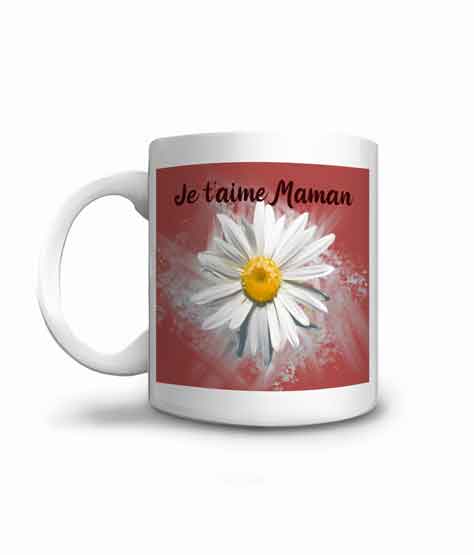 Mug "marguerite" à offrir à maman pour la fête des mères, son anniversaire, pour lui faire plaisir sans raison ou pour noël