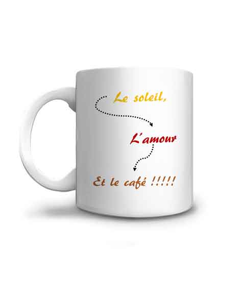 offrez un mug pour le petit déjeuner : soleil, amour et café