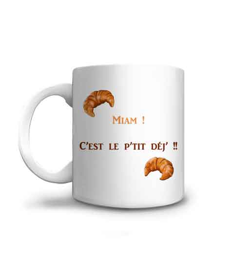 Le mug idéal pour le petit déjeuner avec ses croissants illustrés, à offrir sans modération !