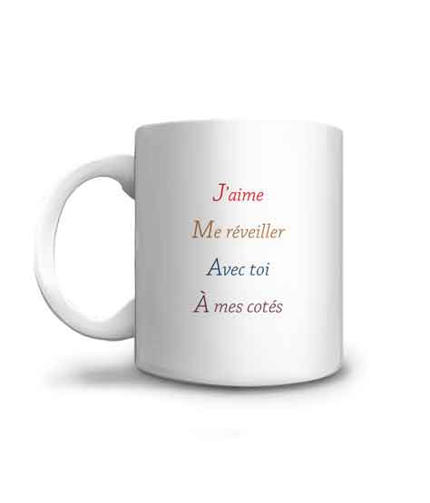 Offrez à votre moitié le Mug J'aime me réveiller avec toi à mes côtés !