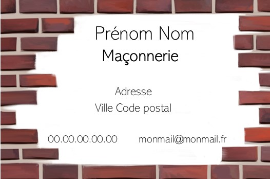 Modèle de cartes de visite pour entreprise de construction et maçonnerie générale