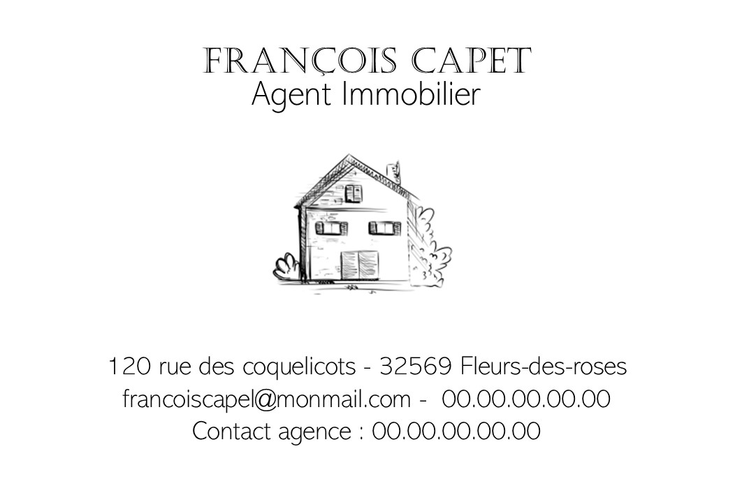 carte de visite immobilier recto verso agent immobilier maison