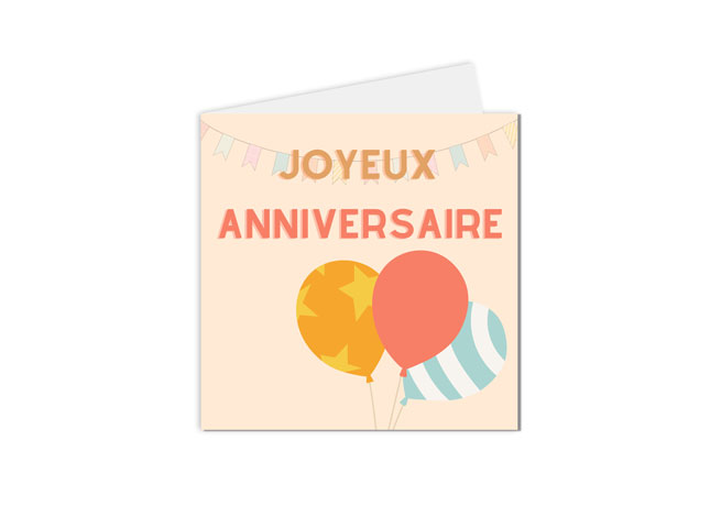 Carte Joyeux Anniversaire Ballons et Banderole