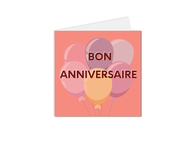 cartes bon anniversaire et ses ballons colorés sur fond orangé