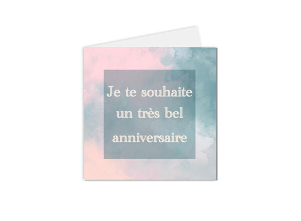 Je te souhaite un très bel anniversaire avec cette carte rose et grise