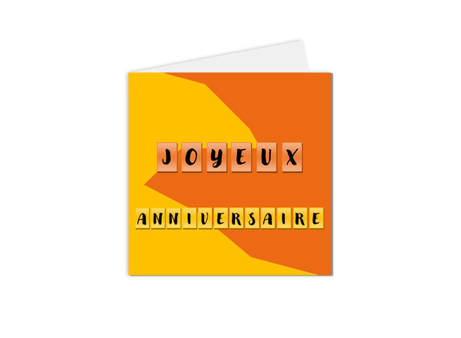 carte joyeux anniversaire avec une police de caractère en version lettres à jouer