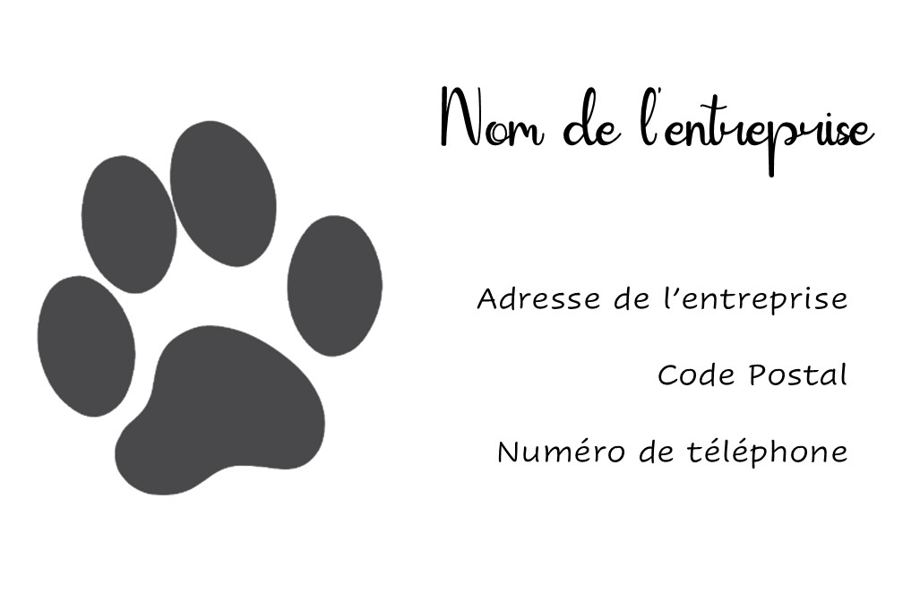 Modèle de carte de visite avec une patte animale pour vétérinaire ou pensions pour chiens ou chats