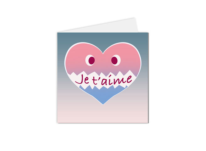 carte postale saint valentin je t'aime cœur personnifié