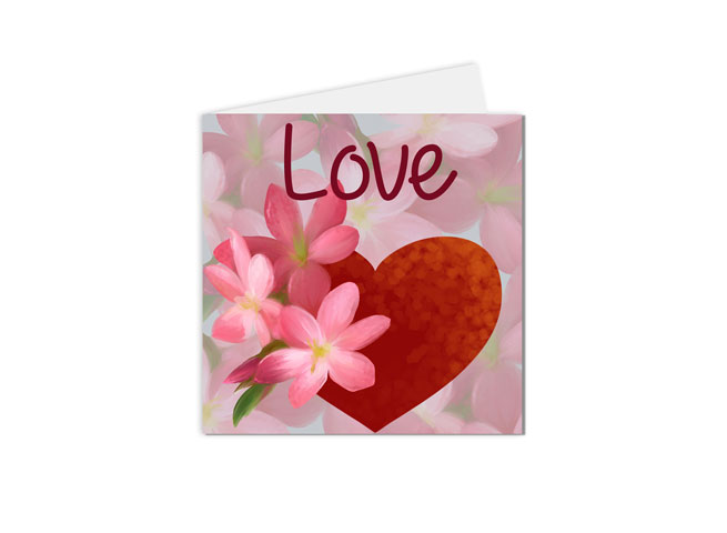 Carte postale Saint Valentin Love coeur et fleur