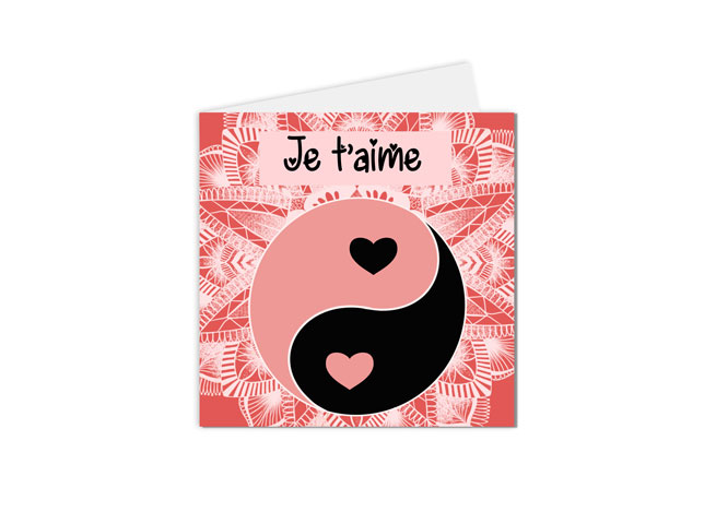 Carte postale Saint-Valentin je t'aime Yin et yang