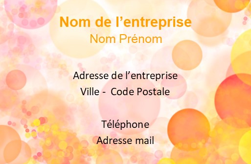 carte de visite entreprise et association bulle orange et jaune