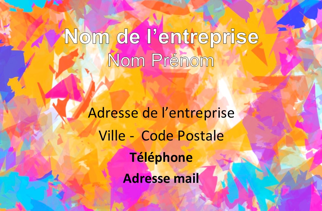 carte de visite entreprise et association fond coloré pop