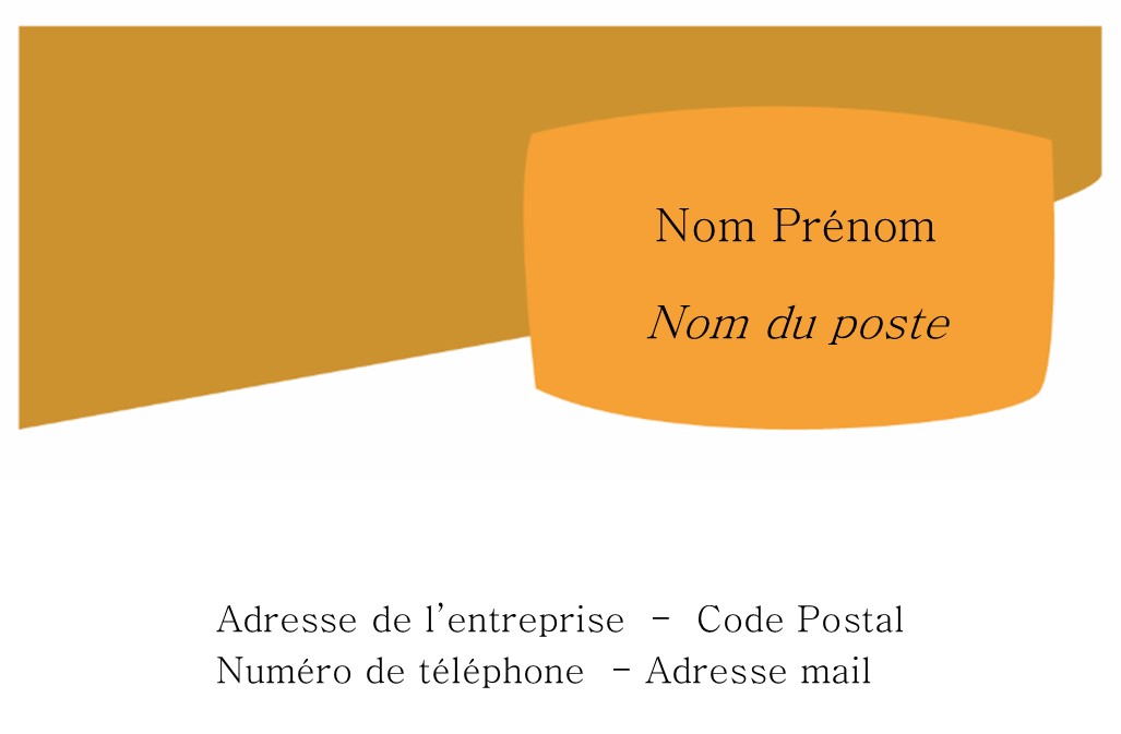 carte de visite recto entreprise et association jaune et brun motif géométrique