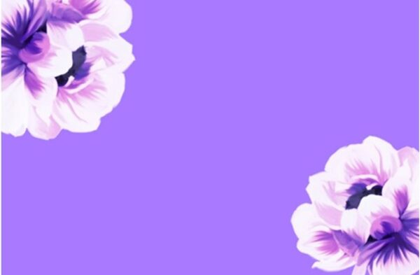 carte de visite recto verso fleuriste et jardinier fleurs violettes coin