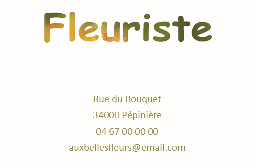 carte de viasite recto verso fleuriste jardinier photographie fleur jaune