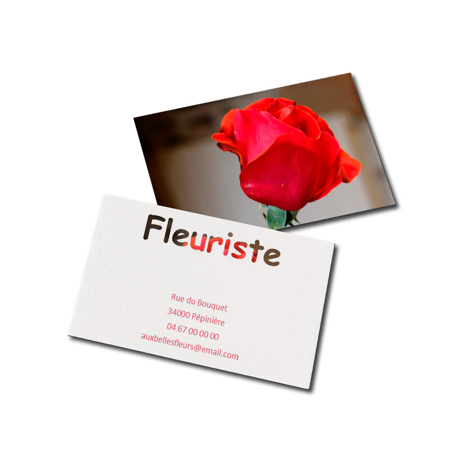 carte de visite recto verso fleuriste jardinier photographie rose rouge