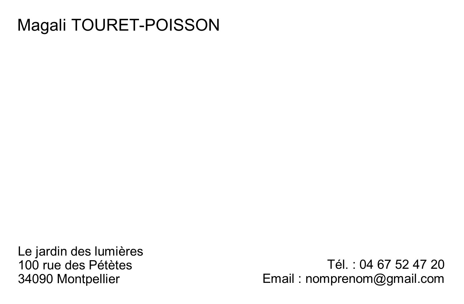 carte de visite simple pour particuliers