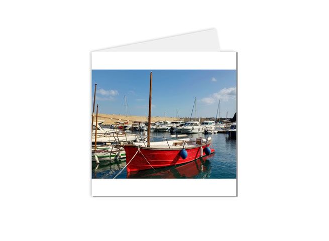 Carte postale paysage bateau rouge