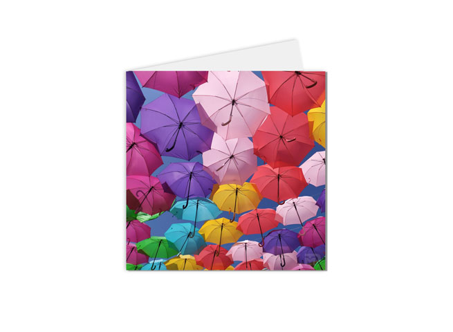 Carte postale paysage parapluies multicolores