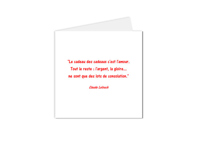 carte postal citation et message claude lelouch le cadeau des cadeaux c'est l'amour