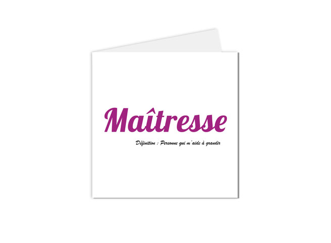 carte postale Maitre et maitresse d'école, ma maitresse définition