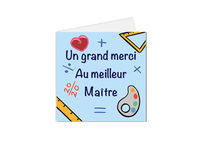 carte postale Maitre et maitresse d'école, un grand merci au meilleur maitre