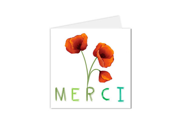 Carte postale remerciement coquelicots