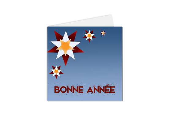 Carte étoilée rouge et jaune Bonne année