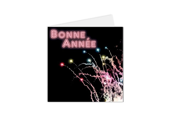 carte postale carte de vœux bonne année feux multicolore