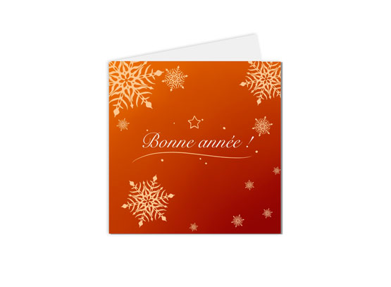 carte postale carte de vœux bonne année flocons rouge