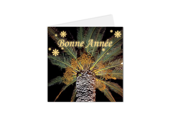 carte postale carte de vœux bonne année palmier
