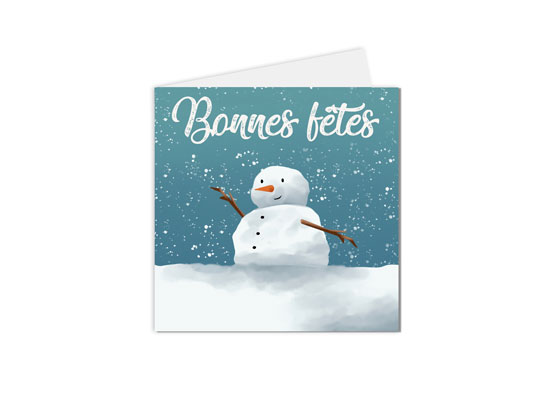 carte postale carte de vœux bonnes fêtes bonhomme de neige