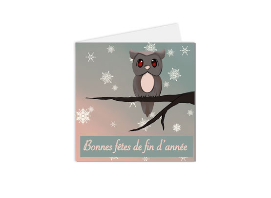 Carte de Voeux Meilleurs Voeux oiseaux Couronne de Noël